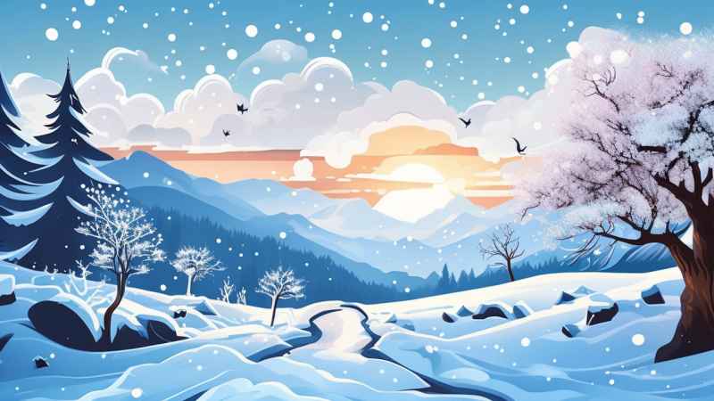 雪景唯美插画小屋 22