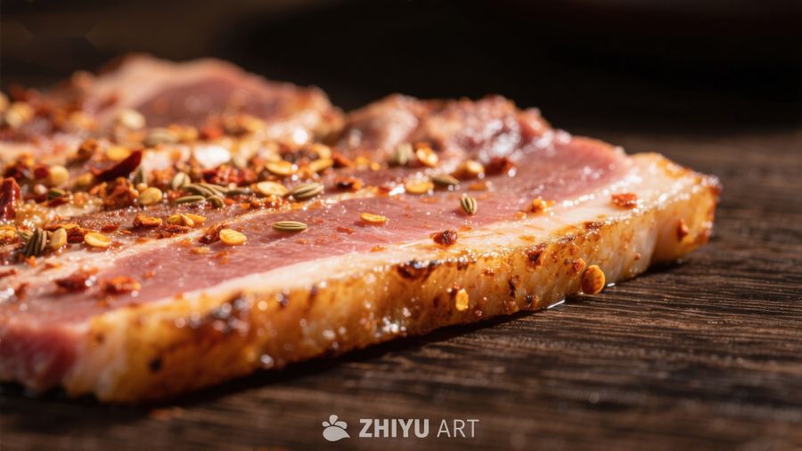 香料腌制的生牛肉片