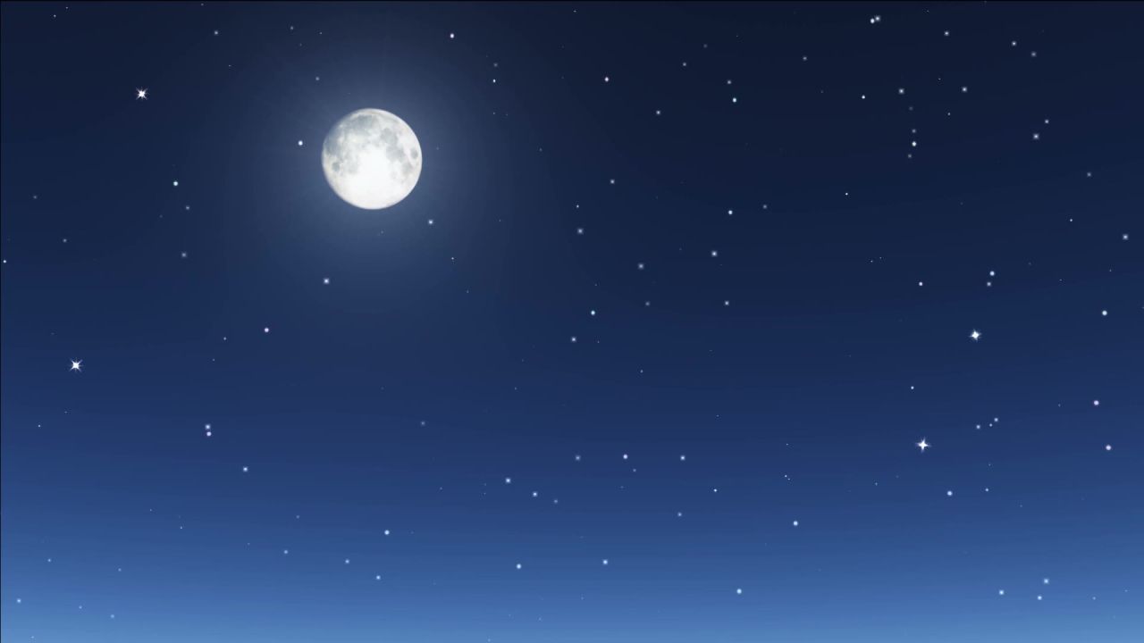 唯美大海上升月亮白月光蓝色夜空圆月明月大屏幕舞台LED视频  87