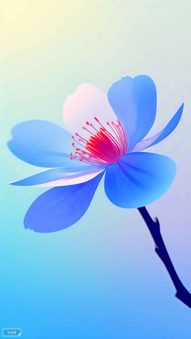 一朵唯美的桃花渐变色 2