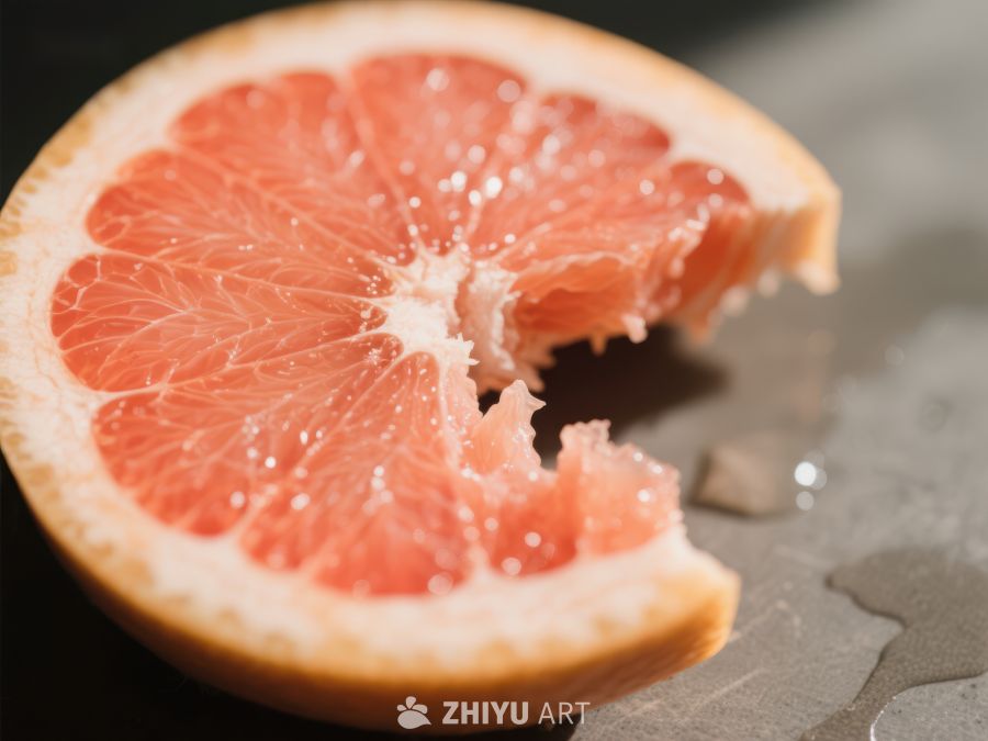 新鲜切开的葡萄柚特写 667