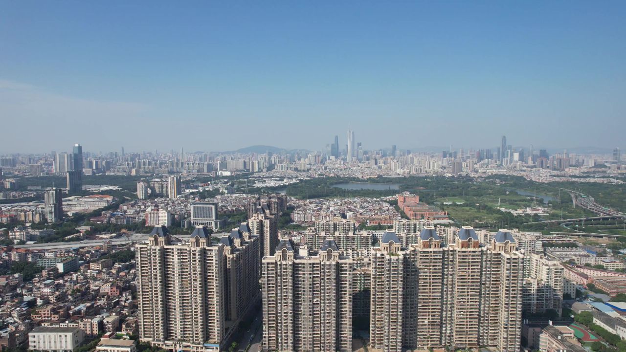 广州城市建设城市风光航拍 