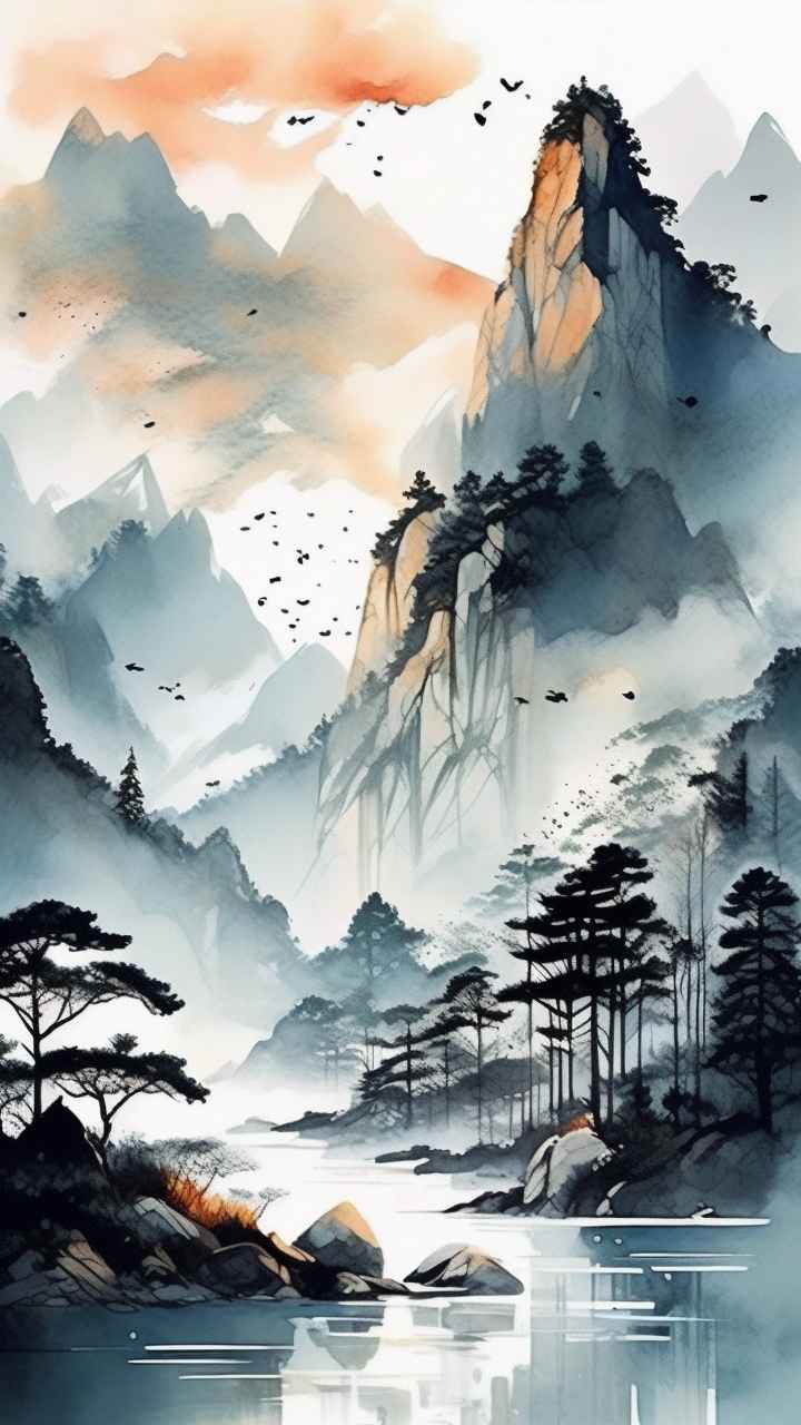 山水画国风背景 88