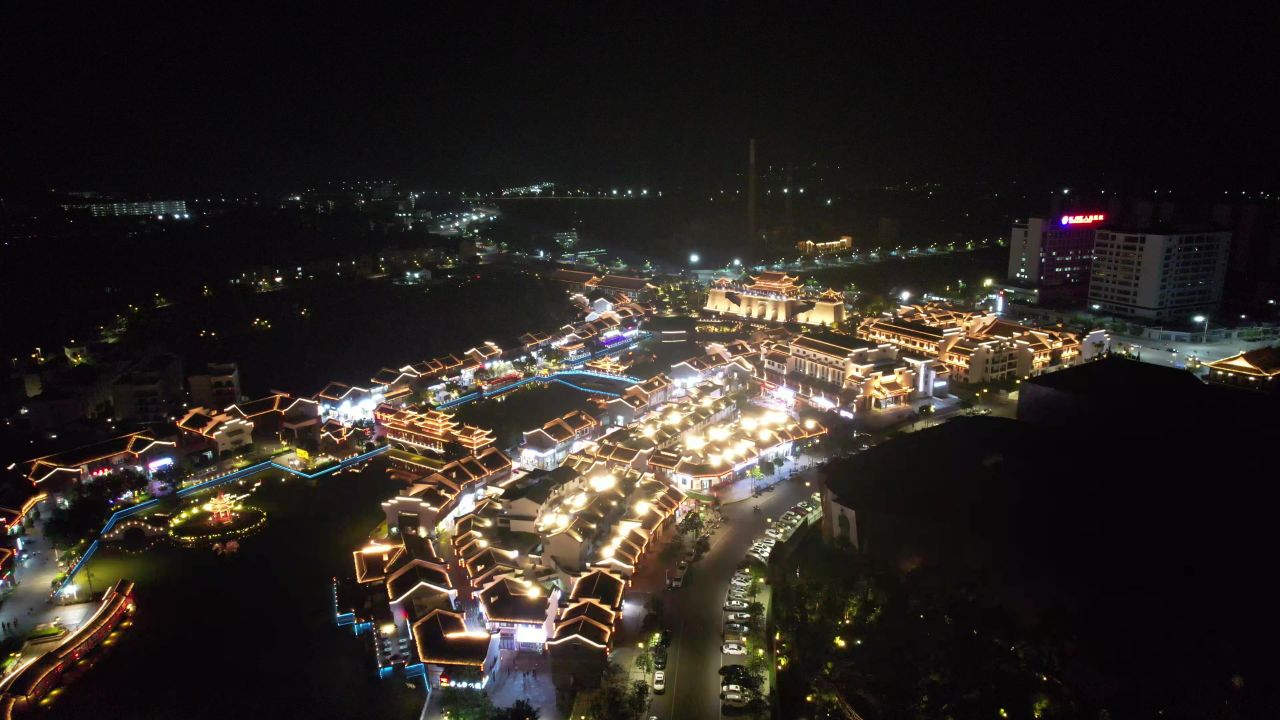 崇左太平古城夜景航拍 
