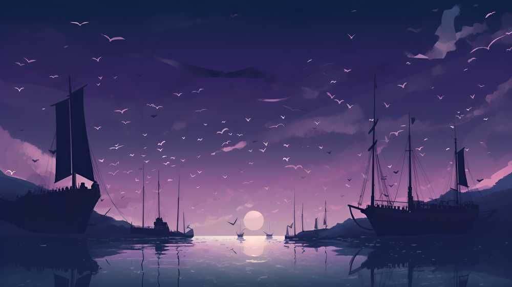 紫色夜景唯美月亮