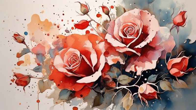 抽象花卉玫瑰插画 6
