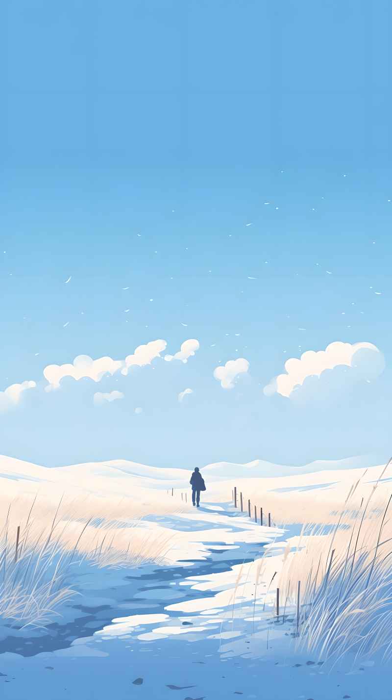 冬季唯美雪景创业插画 100