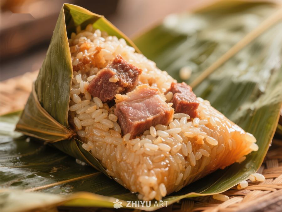 粽子特写：糯米与肉馅的完美结合 1431