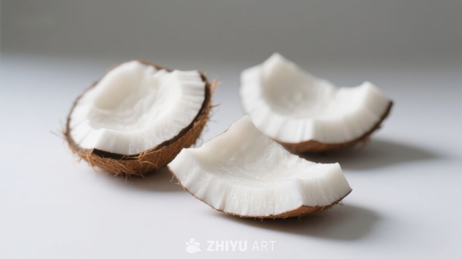 新鲜椰子切片展示