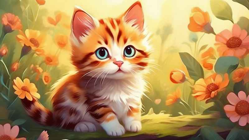 小花猫唯美插画 25