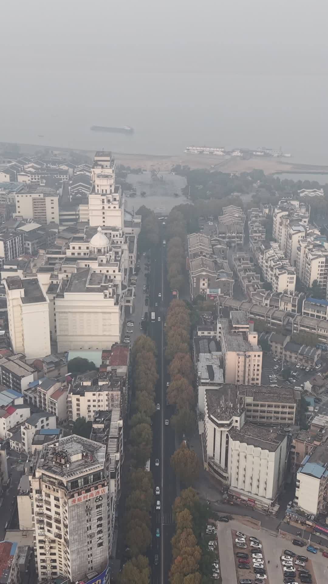 城市晨雾中的街道