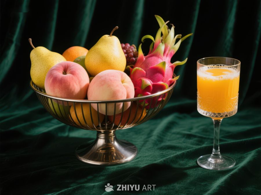 水果篮与橙汁静物图 401