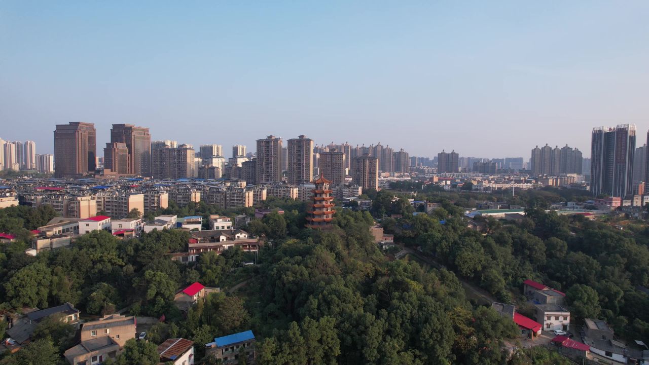 湖南湘潭城市万峰塔航拍