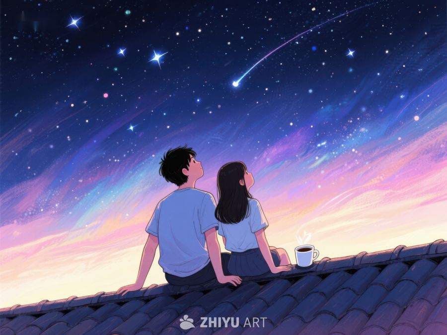 屋顶夜空下的情侣 922