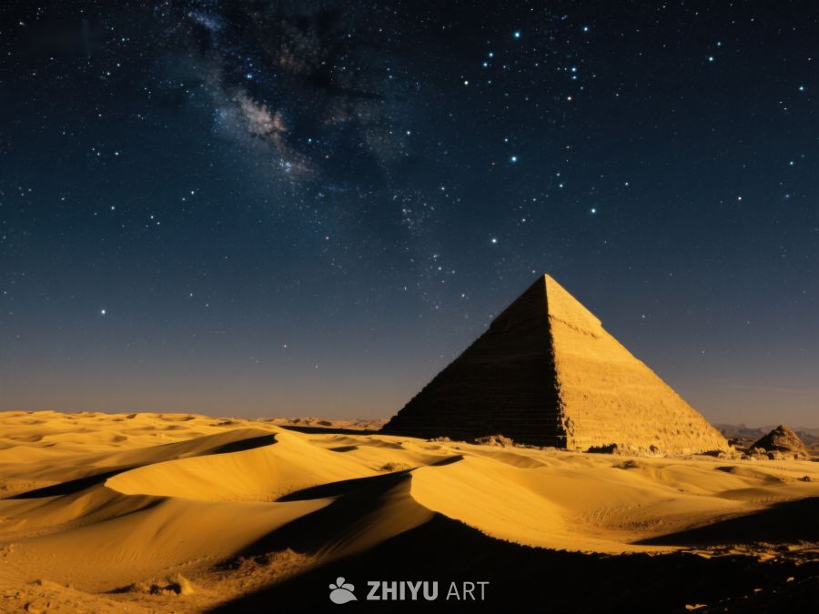 夜空下的金字塔与沙漠 338