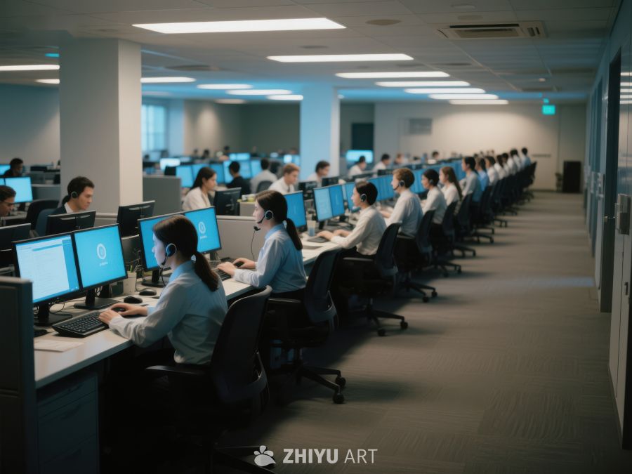 呼叫中心员工在办公室工作 149