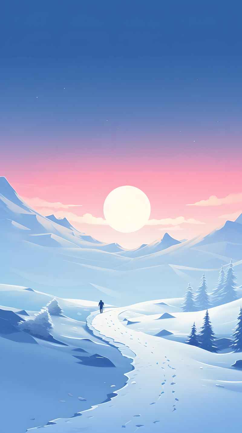 冬季唯美雪景创业插画 20