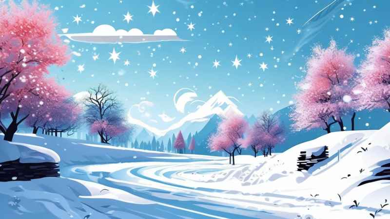 雪景唯美插画小屋 71