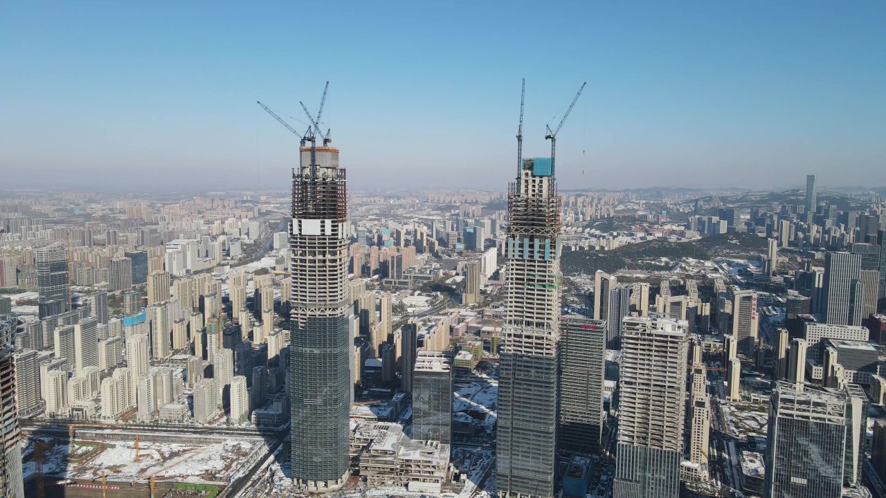 山东济南城市风光地标建筑航拍 
