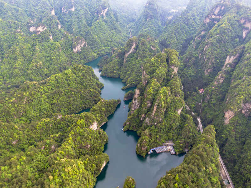 湖南张家界武陵源5A景区宝峰湖风景区航拍摄影图