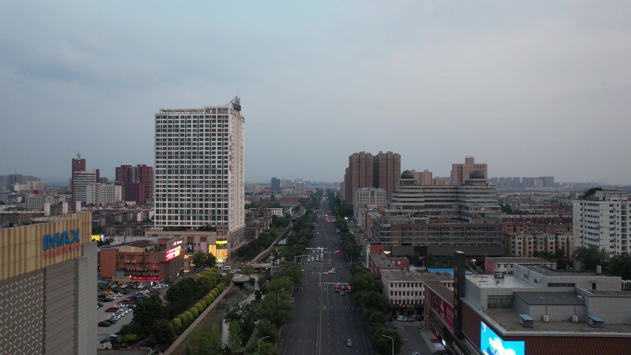 山东淄博城市风光航拍 