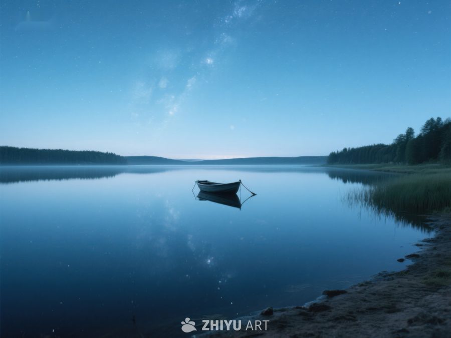 静谧湖面，孤舟夜泊 36