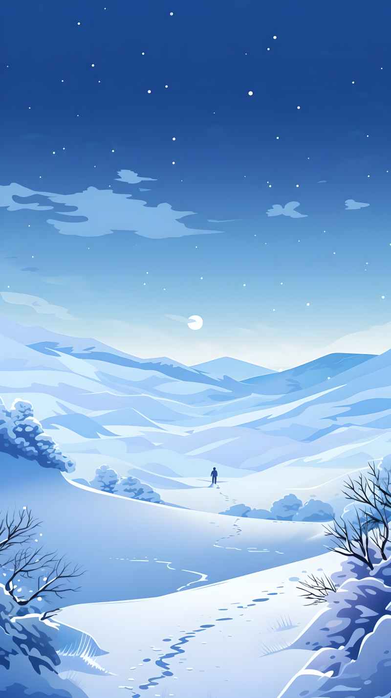 冬季唯美雪景创业插画 8