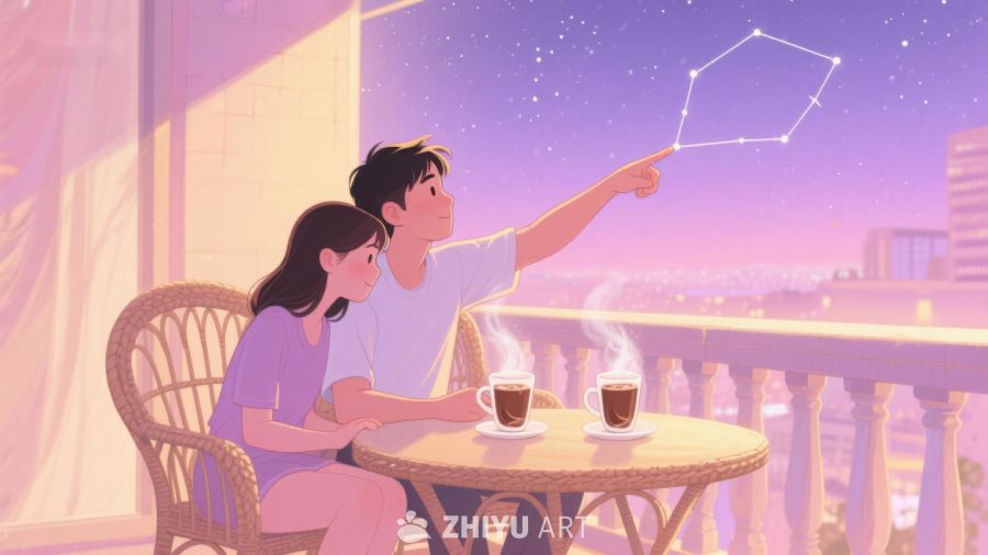 情侣阳台观星温馨时刻 238