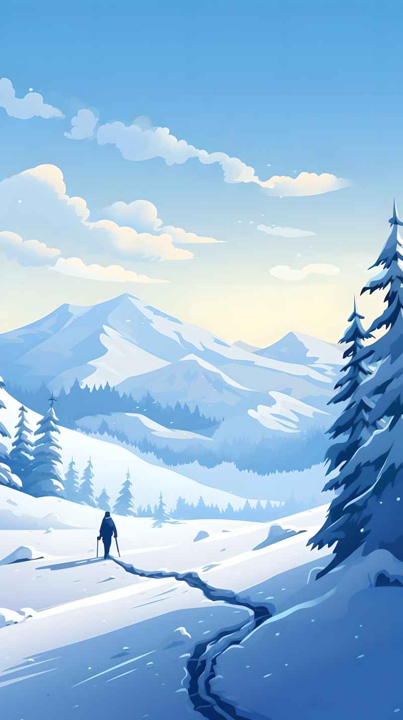 冬季唯美雪景创业插画 5