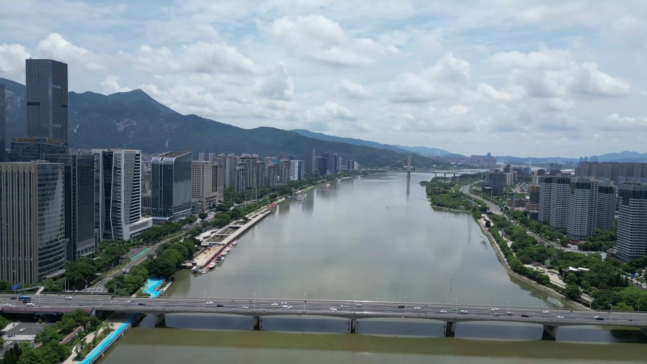 航拍福州闽江鳌峰大桥