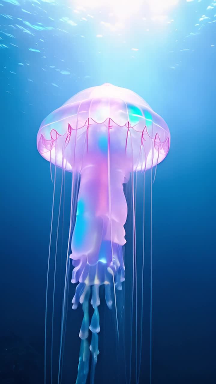 一个透明水母状的巨大外星飞行器从海洋深处缓慢上升，