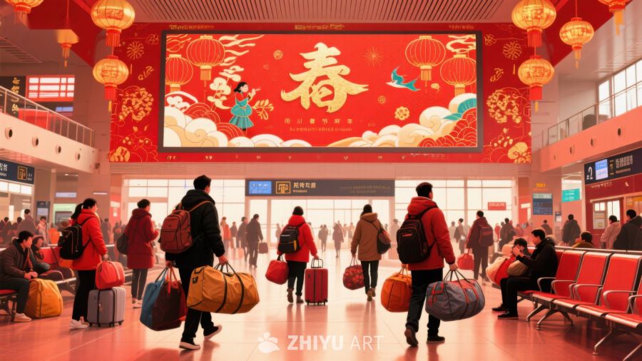 春运车站内旅客繁忙景象 144