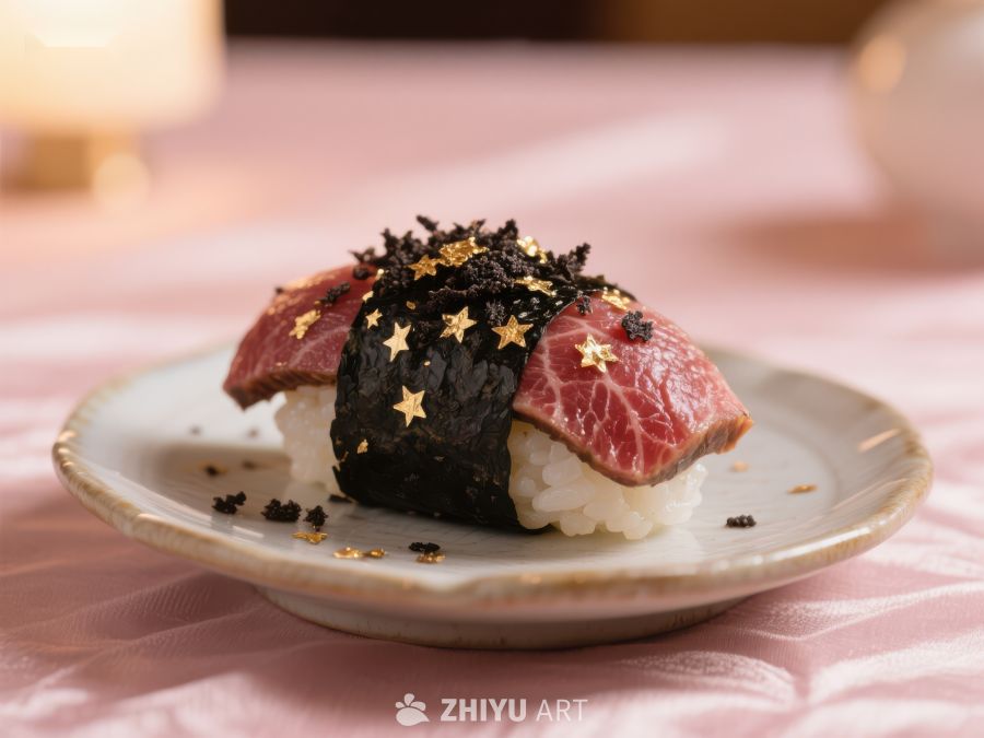 精致寿司配金箔星星装饰 98