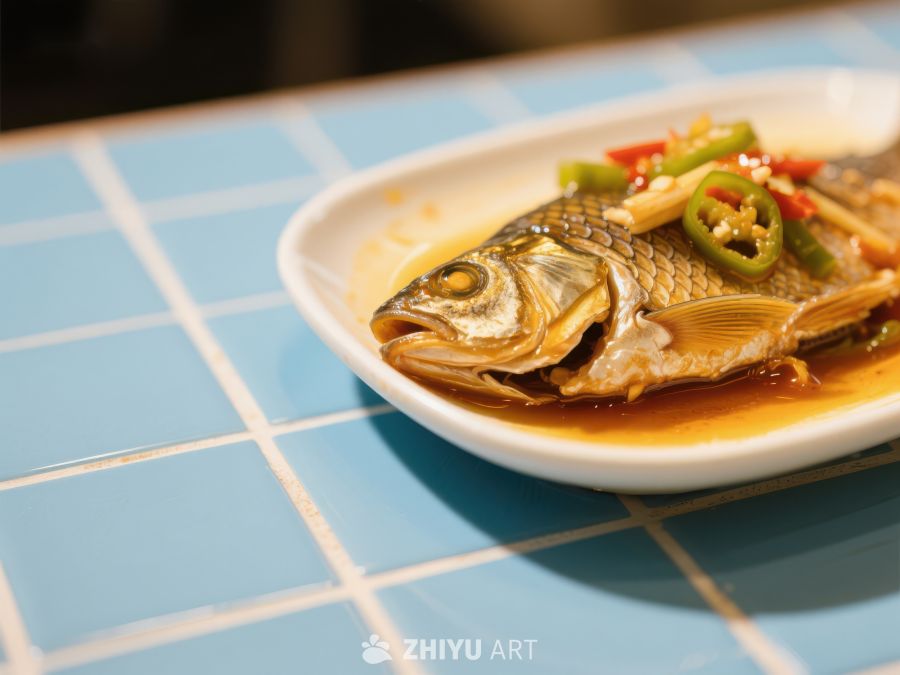 香辣鱼料理，摆盘精美 1640