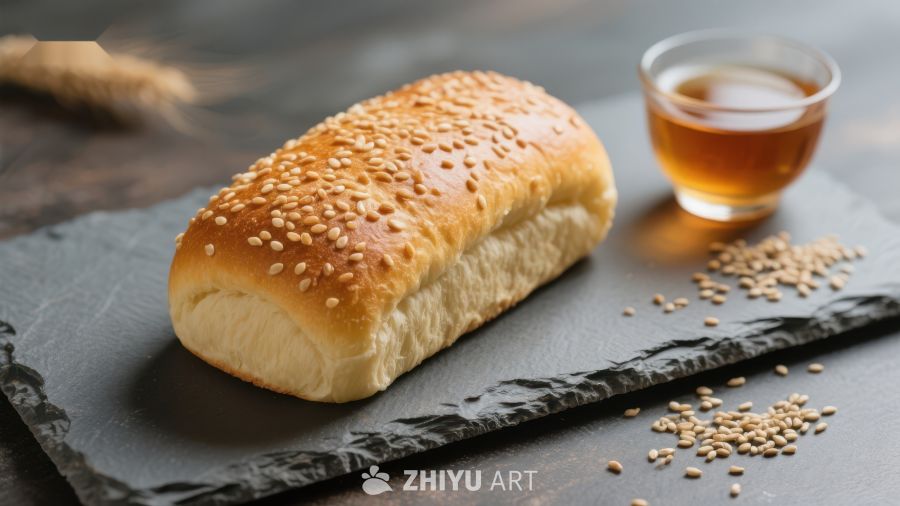 芝麻面包与蜂蜜饮品