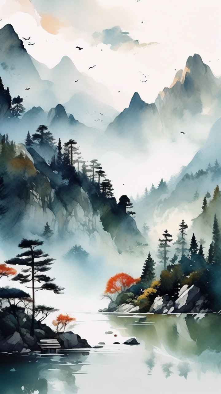 国风山水画背景插画 30