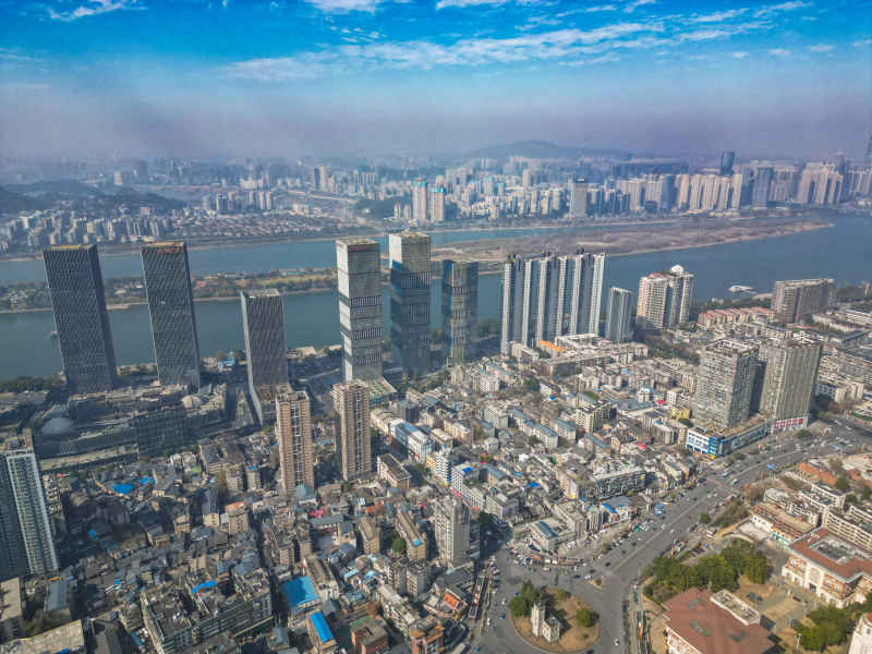 湖南长沙城市风光航拍摄影图