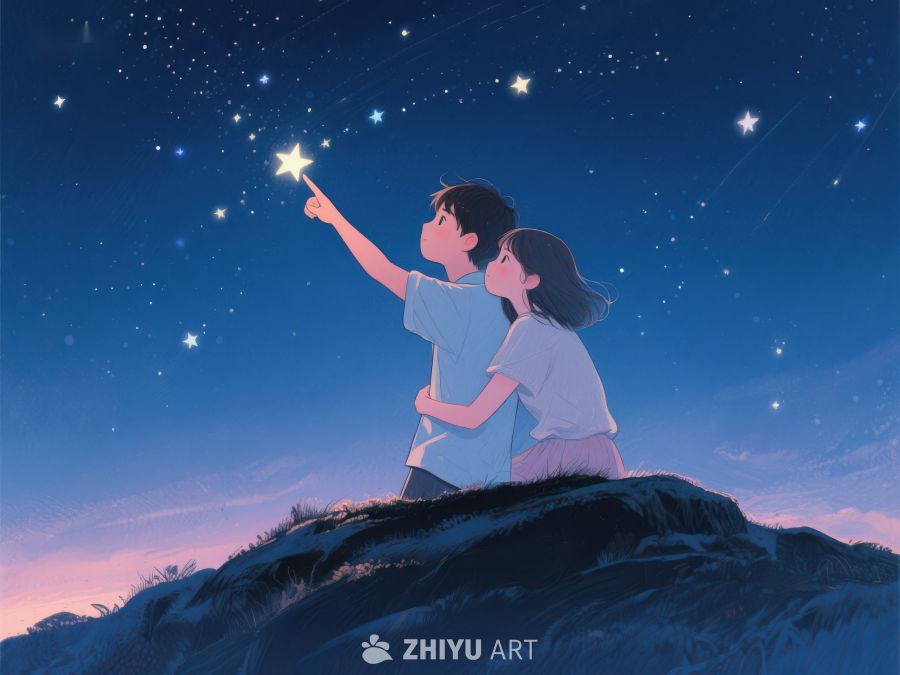 夜空下，两人共赏星辰 970