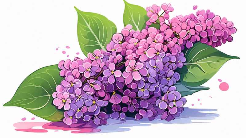 春季紫丁香扁平插画 14