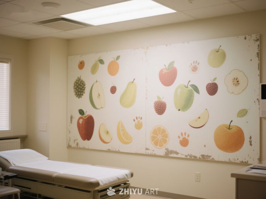 医院病房内的水果图案装饰墙 807