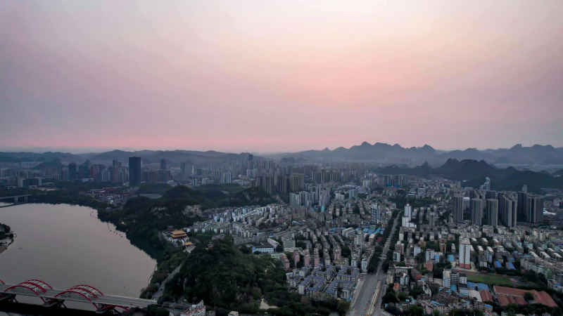 广西柳州城市风光航拍摄影图 