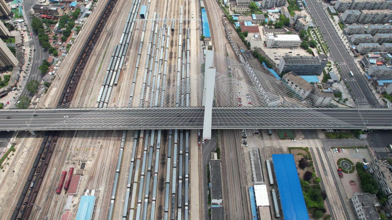 江苏徐州城市建筑交通城市大道高楼建筑航拍 