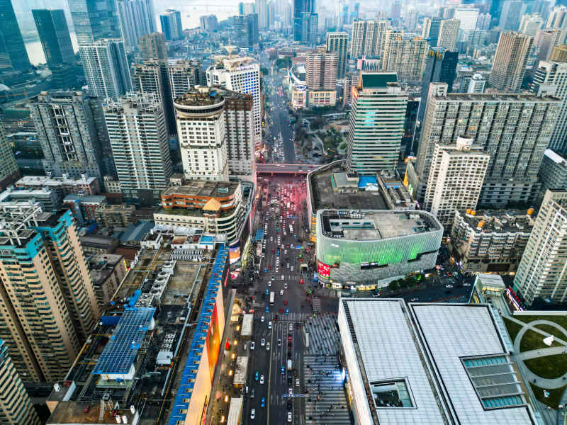 湖南长沙黄兴路步行街五一商圈航拍摄影图