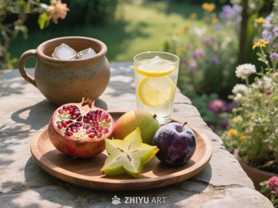 夏日花园里的水果与饮品 586