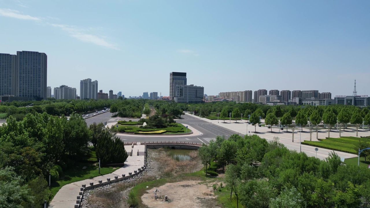 航拍山东东营黄河公园