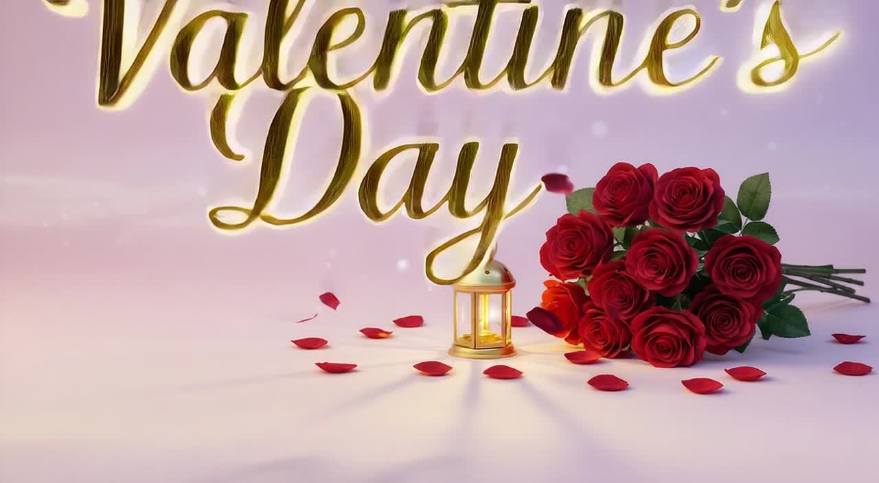优雅的花体文字“Valentine‘s Day”从