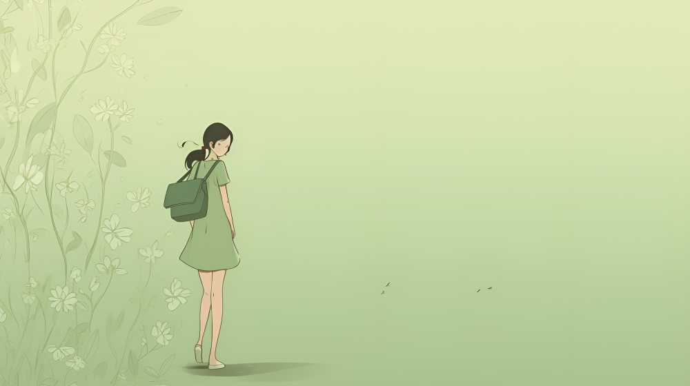 浅绿色插画女卡通背景