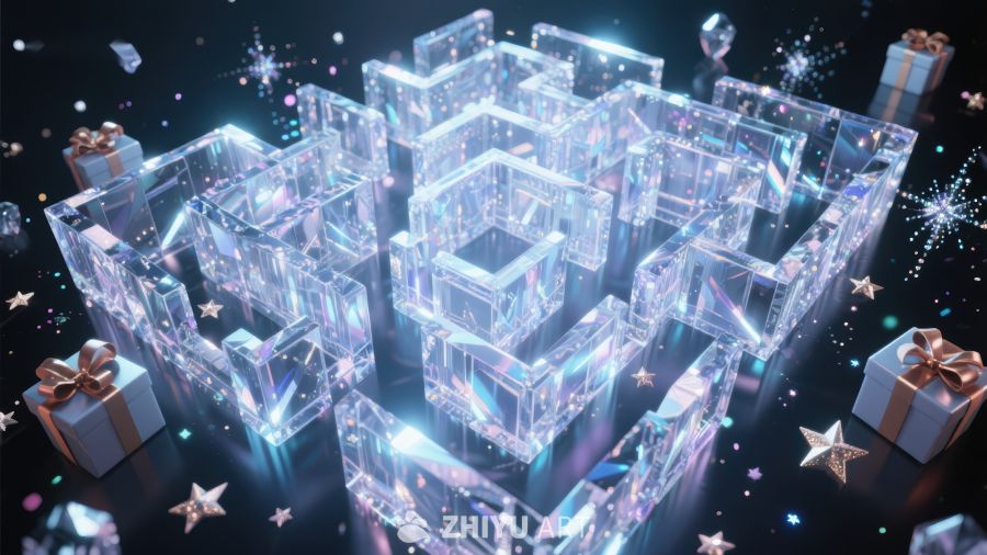 晶莹剔透的立方体结构与节日礼物 202