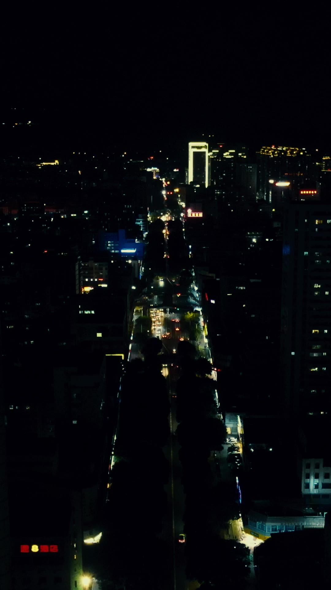 城市航拍福建泉州城市夜景竖屏