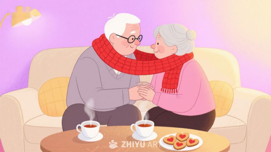 温馨时刻：老夫妇共享茶点 439